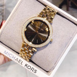 Buy Shop Michael Kors Mini Darci Quartz Black Dial Gold Steel Strap Watch For Women - MK3738 USA Online