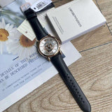 Buy Shop Emporio Armani Luigi Automatic Silver Dial Black Leather Strap Watch For Men - AR60013 USA Online