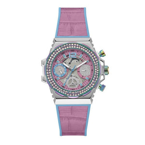 Buy Shop Guess Fusion Chronograph Pink Dial Pink Leather Strap Watch for Women - GW0553L5 USA Online