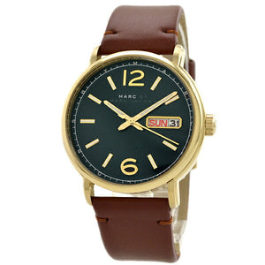 Buy Shop Marc Jacobs Fergus Green Dial Brown Leather Strap Watch for Men - MBM5077 USA Online