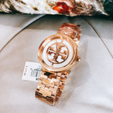 Buy Shop Tory Burch Reva Rose Gold Dial Rose Gold Steel Strap Watch for Women - TBW4028 USA Online