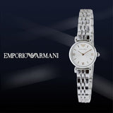 Buy Shop Emporio Armani Gianni T Bar Quartz Silver Dial Silver Steel Strap Watch For Women - AR1935 USA Online