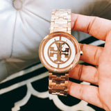 Buy Shop Tory Burch Reva Rose Gold Dial Rose Gold Steel Strap Watch for Women - TBW4028 USA Online