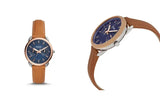 Buy Shop Fossil Tailor Date-Day Quartz Blue Dial Brown Leather Strap Watch for Women - ES4257 USA Online