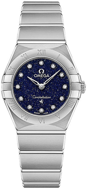 Buy Shop Omega Constellation Manhattan Quartz Diamonds Blue Dial Silver Steel Strap Watch for Women - 131.10.25.60.53.001 USA Online