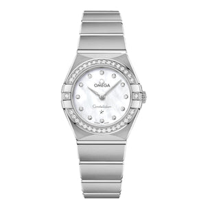 Buy Shop Omega Constellation Manhattan Quartz Diamonds Mother of Pearl Dial Silver Steel Strap Watch for Women - 131.15.25.60.55.001 USA Online