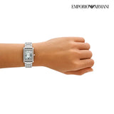 Emporio Armani Empire Mother of Pearl Dial Silver Steel Strap Watch For Women - AR11625