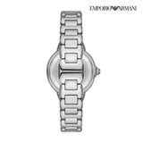 Emporio Armani Mia Three Hand Crystals Blue Dial Silver Steel Strap Watch For Women - AR11630