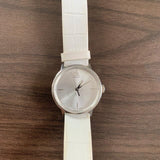 Calvin Klein Accent Silver Dial White Leather Strap Watch for Women - K2Y2X1K6