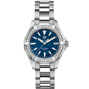 Buy Shop Tag Heuer Aquaracer Quartz Diamonds Blue Dial Silver Steel Strap Watch for Women - WAY131N.BA0748 USA Online
