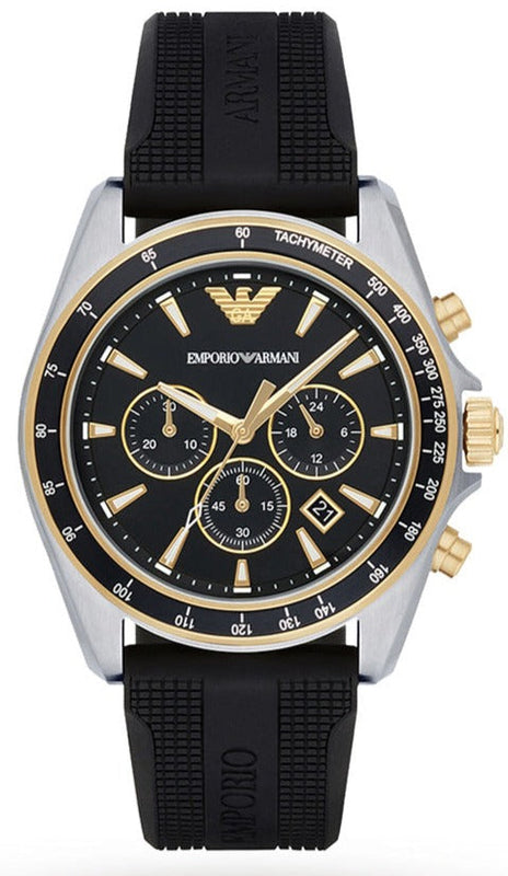 Buy Shop Emporio Armani Sigma Chronograph lack Dial Black Rubber Strap Watch For Men - AR80003 USA Online