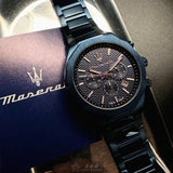 Buy Shop Maserati Stile Chronograph Blue Dial Blue Steel Strap Watch For Men - R8873642008 USA Online