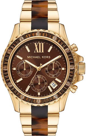 Buy Shop Michael Kors Everest Chronograph Brown Dial Two Tone Steel Strap Watch For Women - MK6973 USA Online