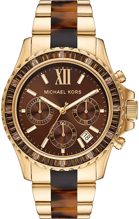 Buy Shop Michael Kors Everest Chronograph Brown Dial Two Tone Steel Strap Watch For Women - MK6973 USA Online