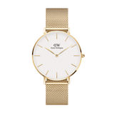 Buy Shop Daniel Wellington Classic Petite Evergold White Dial Gold Mesh Bracelet Watch For Women - DW00100350 USA Online