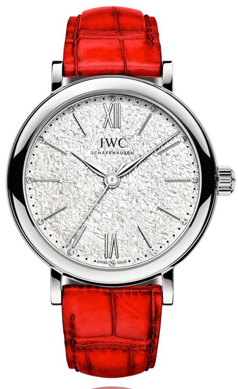 Buy Shop IWC Portofino Automatic Diamonds Silver Dial Red Leather Strap Watch for Women - IW357408 USA Online