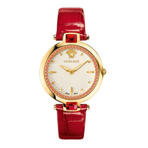 Buy Shop Versace Crystal Gleam White Dial Red Leather Strap Watch For Women - VAN040016 USA Online