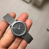 Buy Shop Calvin Klein Minimal Grey Dial Silver Mesh Bracelet Watch for Women - K3M53154 USA Online