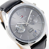 Buy Shop Tommy Hilfiger Deacan Grey Dial Black Leather Strap Watch for Men - 1791548 USA Online