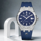 Maurice Lacroix Aikon Automatic Date Blue Dial Blue Silicone Strap Watch For Men - AI6008-SS000-430-4