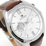 Tommy Hilfiger Deacon White Dial Brown Leather Strap Watch for Men - 1791550