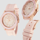 Buy Shop Michael Kors Runway Three Hand Crystal Pave Dial Pink Rubber Strap Watch For Women - MK6854 USA Online
