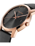 Buy Shop Calvin Klein City Quartz Grey Dial Black Leather Strap Watch for Men - K2G2G6C3 USA Online