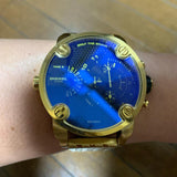 Buy Shop Diesel Mr Daddy Blue Dial Gold Steel Strap Watch For Men - DZ7347 USA Online