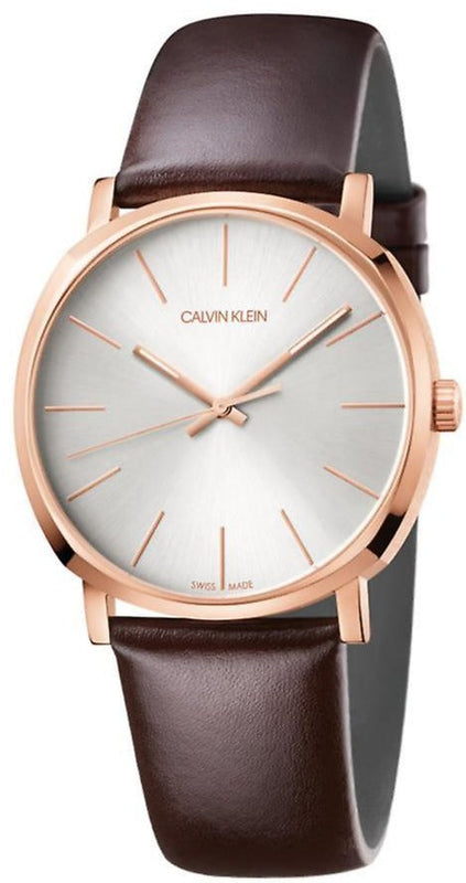 Buy Shop Calvin Klein Posh Silver Dial Brown Leather Strap Watch for Men - K8Q316G6 USA Online