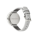 Calvin Klein Chic Silver Dial White Leather Strap Watch for Women - K7N23UP8