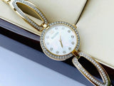 Bulova Crystal Collection Mother of Pearl Dial Gold Steel Strap Watch for Women - 98L225