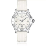 Tissot Seastar 1000 Mother of Pearl White Dial White Rubber Strap Watch for Women - T120.210.17.116.00