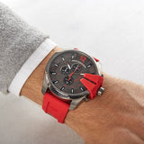 Buy Shop Diesel Mega Chief Chronograph Black Dial Red Silicone Strap Watch For Men - DZ4427 USA Online