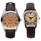 Buy Shop Emporio Armani Classic Quartz Beige Dial Brown Leather Strap Watch For Men - AR0646 USA Online