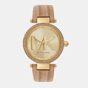 Buy Shop Michael Kors Parker Three-Hand Gold Dial Brown Leather Strap Watch For Women - MK4725 USA Online