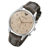 Buy Shop Emporio Armani Classic Chronograph Cream Dial Brown Leather Strap Watch For Men - AR1878 USA Online