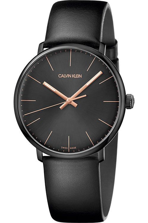 Buy Shop Calvin Klein High Noon Quartz Black Dial Black Leather Strap Watch for Men - K8M214CB USA Online