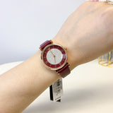 Buy Shop Emporio Armani Gianni T Bar Crystals Maroon Dial Maroon Leather Strap Watch for Women - AR11487 USA Online