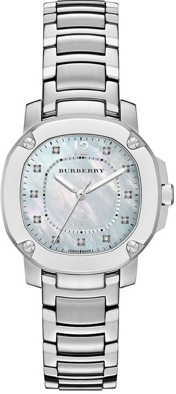 Buy Shop Burberry The Britain Diamonds Mother of Pearl Dial Silver Steel Strap Watch for Women - BBY1804 USA Online