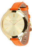 Buy Shop Michael Kors Runway Quartz Gold Dial Orange Leather Strap Watch For Women - MK2275 USA Online