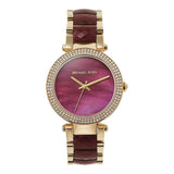 Buy Shop Michael Kors Parker Mother of Pearl Red Dial Two Tone Steel Strap Watch for Women - MK6427 USA Online