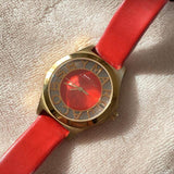 Buy Shop Marc Jacobs Henry Skeleton Red Dial Red Leather Strap Watch for Women - MBM1338 USA Online