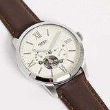 Buy Shop Fossil Townsman Automatic White Dial Brown Leather Strap Watch for Men - ME3064 USA Online