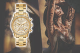Buy Shop Michael Kors Ritz Chronograph Gold Dial Gold Steel Strap Watch For Women - MK6597 USA Online