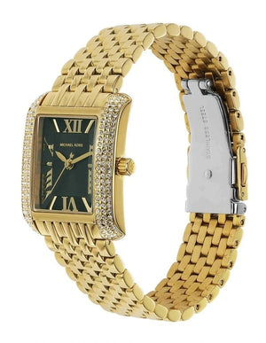Buy Shop Michael Kors Emery Pave Analog Green Dial Gold Steel Strap Watch for Women - MK4742 USA Online