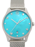Buy Shop Gucci G-Timeless Turquiose Mother of Pearl Dial Silver Mesh Bracelet Watch For Women - YA1264039 USA Online
