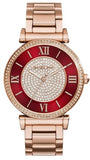 Buy Shop Michael Kors Caitlin Red Dial Rose Gold Stainless Steel Strap Watch for Women - MK3377 USA Online
