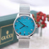 Buy Shop Gucci G-Timeless Turquiose Mother of Pearl Dial Silver Mesh Bracelet Watch For Women - YA1264039 USA Online
