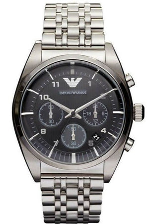 Buy Shop Emporio Armani Franco Black Dial Silver Steel Strap Watch For Men - AR0373 USA Online