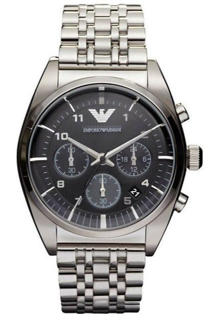 Buy Shop Emporio Armani Franco Black Dial Silver Steel Strap Watch For Men - AR0373 USA Online